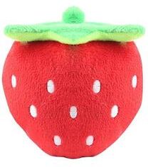 Uplift Essentials Corduroy Squeaky Plush Toy Durable Bite Resistant Chew For Small & Medium Dogs strawberry