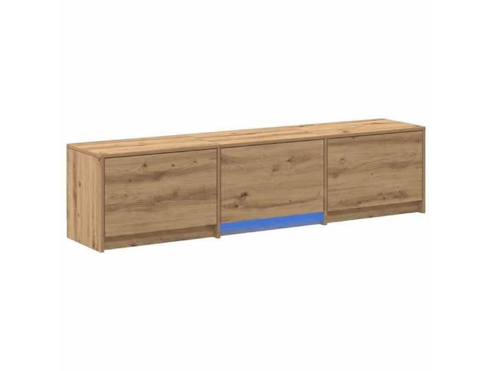 Remise Meuble de télévision - Brun - Meuble TV avec LED - 165x34x40cm - Chêne artisan_ngi69w