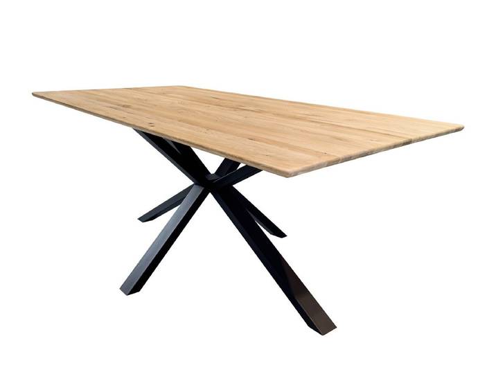 Esstisch 200x100cm 'Konin' Wildeiche massiv & Stern-Gestell