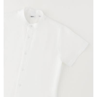 Businessshirt IDO "BOY SUMMER SHIRT", Jungen, Gr. 128, optical weiß, 64% Leinen, 36% Baumwolle, Shirts