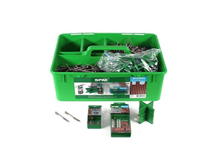 Kit terrasse SPAX GREEN BOX\, Kit professionnel pour terrasse mit SPAX Tête cylindrique 5 x 60 mm\, 850 pièces\, Acier inoxydable A2-5000009030009
