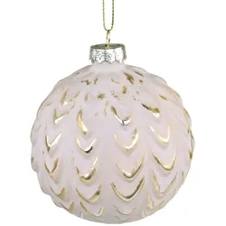 Chic Antique Weihnachtskugel mit Goldmuster Fleche, Ø 8 cm, antique puder