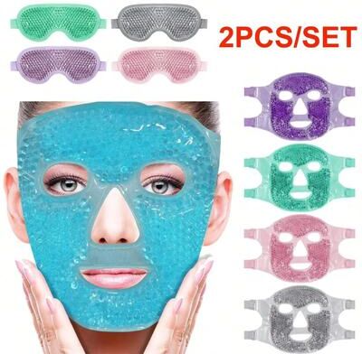 Inspired Finds Gel Cooling Ice Face And Eye Mask Hot Cold Compress Pack For Facial Relief And Spa Care 1pc eye Mask blue