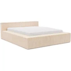 POLSTERBETT 180/200 cm Noord mit Bettkasten und Lattenrost Hellbeige Plüschcord