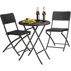 Relaxdays, Gartentisch + Balkontisch, Gartenmöbel Set (59.50 x 75.50 cm)