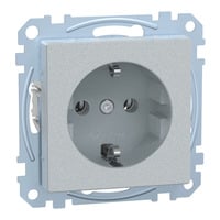 Schutzkontakt-Steckdose mit Steckklemme, Unterputz, 16 Ampere, 250 Volt, System M aluminium, Retail