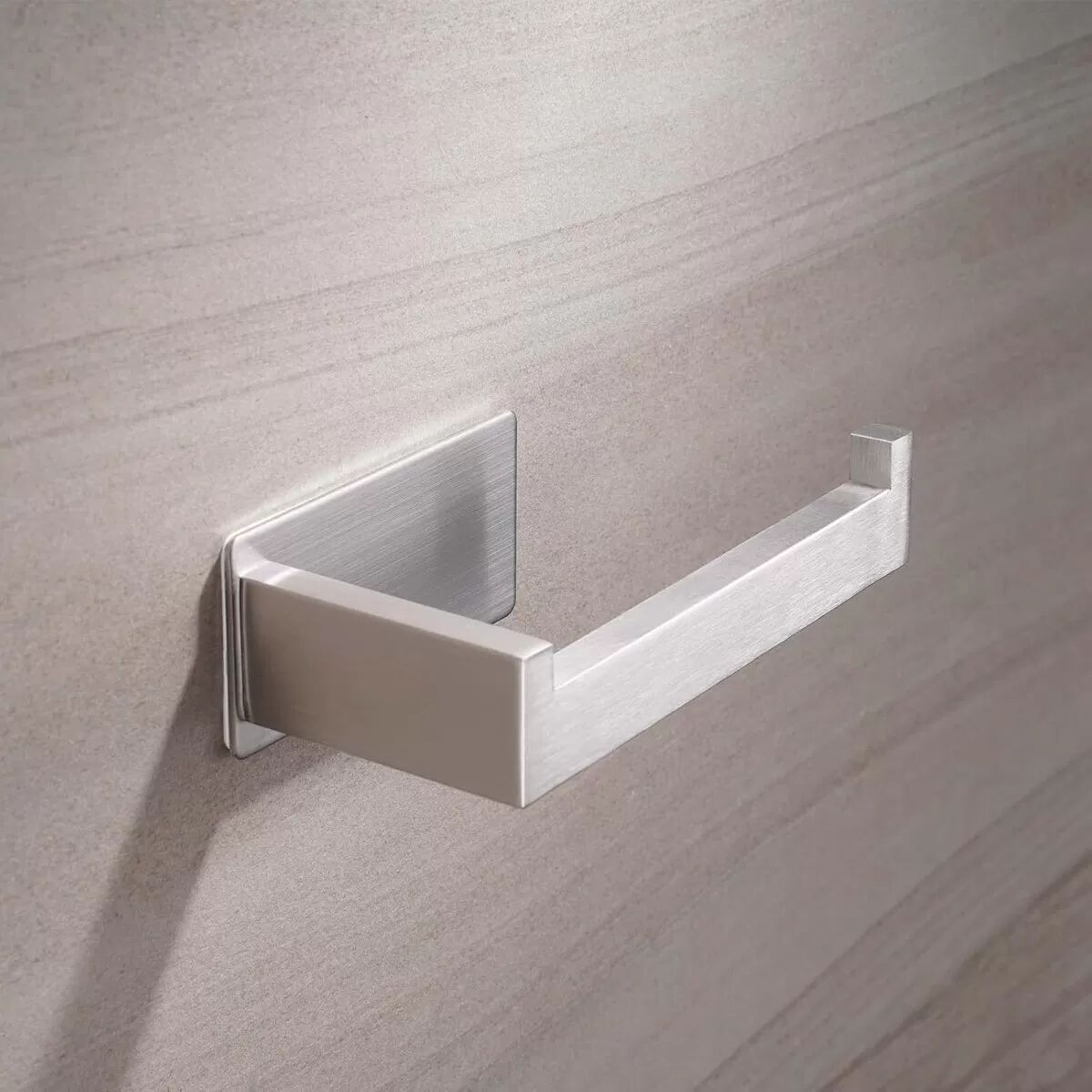 INF Self-Adhesive Stainless Steel Toilet Paper Holder kompatibel mit No-Drill Wandmontage, L-Shaped Matte Black Silber