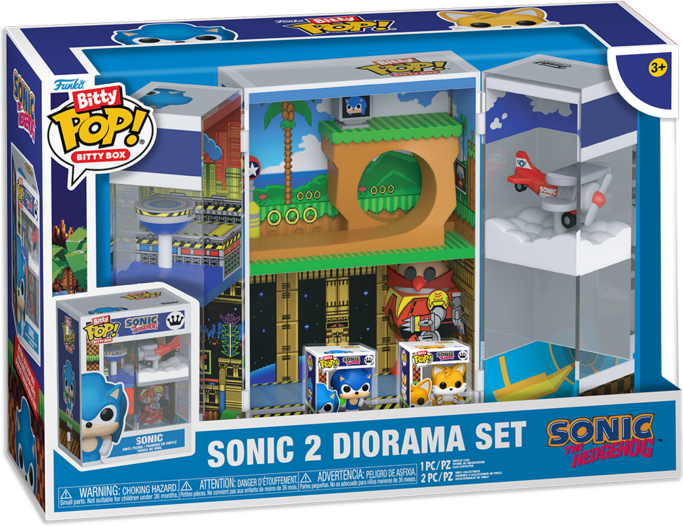 Funko Bitty Pop! Sonic the Hedgehog Sonic 2 Diorama Set - 2.3 cm Collectible Figures - Official Sonic the Hedgehog Toy