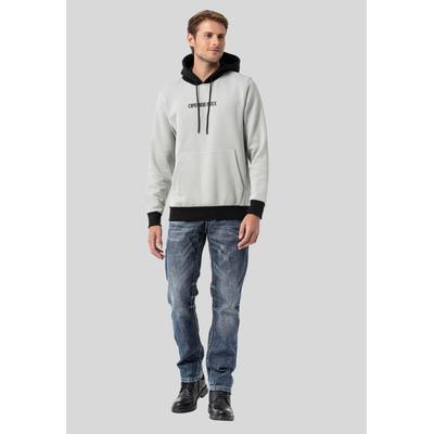 Kapuzenpullover CIPO & BAXX "Sweatshirts", Herren, Gr. M, grau, 70% Baumwolle, 30% Polyester, mehrfarbig, regular fit, Pullover Kapuzenpullover, im Kontrast-Look