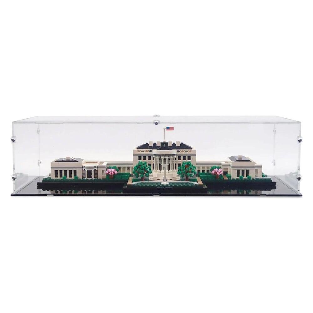 iDisplayit Acryl-Display für LEGO 21054 Weisses Haus (mit schwarzem Boden) (EC522613NS-BLK)