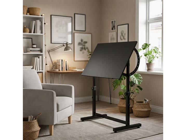 HOMCOM Table à Dessin Inclinable Hauteur Réglable Acier Noir