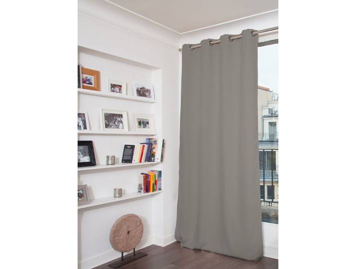 Rideau occultant total velours oeillets gris mc09 130lx250h