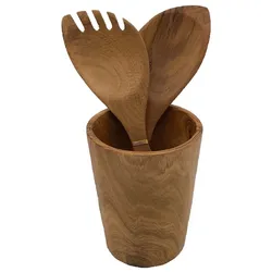 OIO NATURA Behälter für Utensilien aus Teakholz, Ø 12 cm x 15 cm