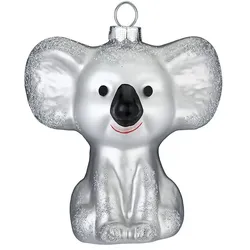 Holly & Jolly Koalabär Glas 12cm Christbaumschmuck Weihnachtskugeln Wildtiere Zoo silber grau