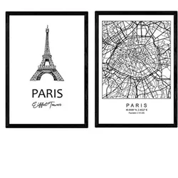 POSTER Set Mit 2 Städte Denkmäler Paris Eiffelturm A4 Rahmenlos