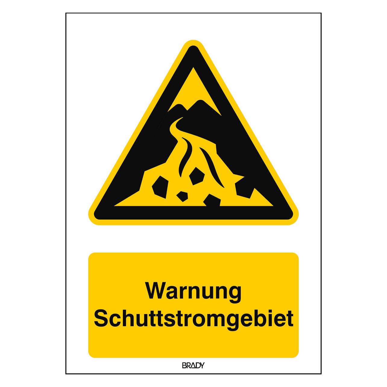 Brady ISO-Sicherheitsschild - Warnung Schuttstromgebiet (311458)