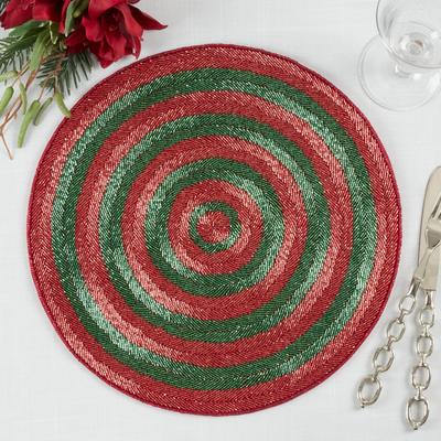 Saro Lifestyle Circle Design Beaded Placemats (Set of 4)