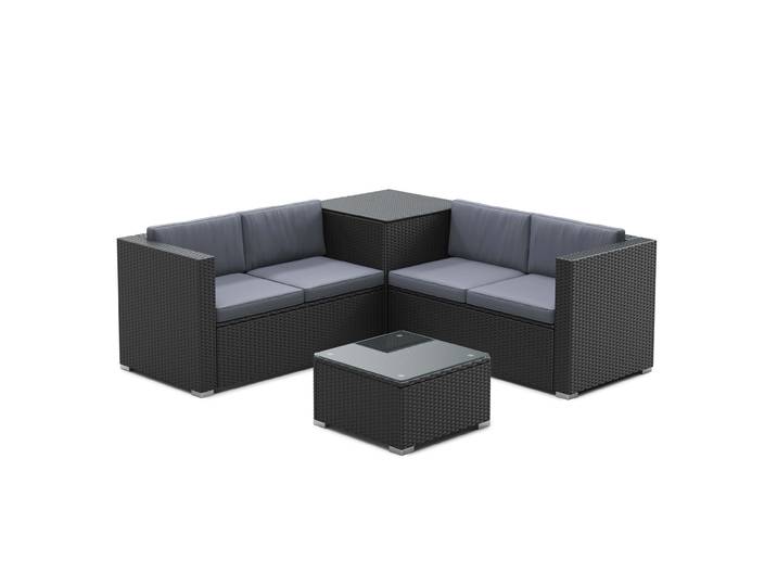 Rattanlounge SAN MARINO schwarz/anthrazit