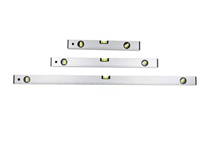 Kinzo Waterpas - waterpas-set 40/60/100 cm - 0°/ 45°/ 90° - aluminium - grijs