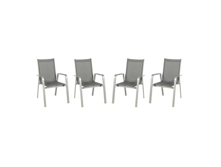 Gartensessel-Set 4tlg. stapelbar Urban Aluminium
