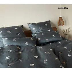 Elegante Mako-Satin Bettwäsche Donkey - 135x200 cm + 80x80 cm	dunkelblau