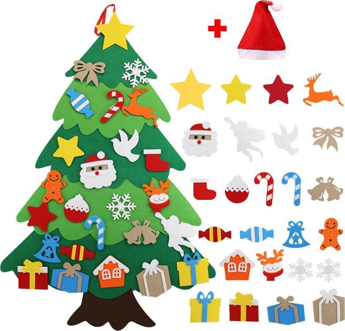 Vilten Kerstboom voor Kinderen met Kersthangers