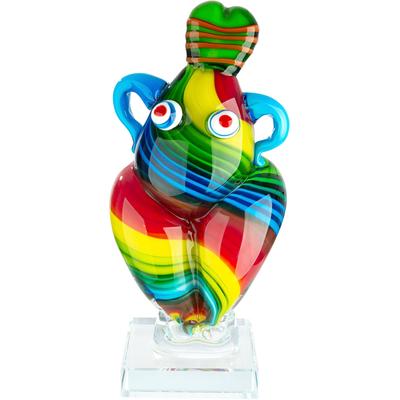 Skulptur GILDE "Figur Kim mehrfarbig", bunt (mehrfarbig), B:10cm H:22,5cm T:9,5cm, Glas, Dekofiguren, Frauenmotiv Glasfigur Designobjekt Handarbeit moderne Kunst