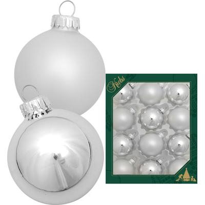Weihnachtsbaumkugel KREBS GLAS LAUSCHA "Glaskugelsortiment Silberfarben Glanz/Satin, Ø ca. 5 cm", silber (silberfarben), Ø:5cm, Glas, Weihnachtsbaumkugeln, Weihnachtsdeko, Christbaumschmuck, Christbaumkugeln aus Glas