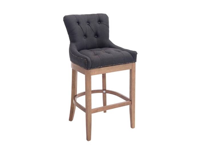 TPFLiving Barhocker Wooden Luck Gestell Holz Antik-hell Stoff - Dunkelgrau