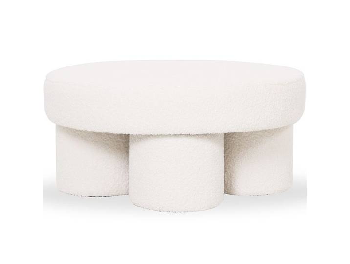 Ottoman design en bouclé blanc - Table basse moderne - Noreli Blanc