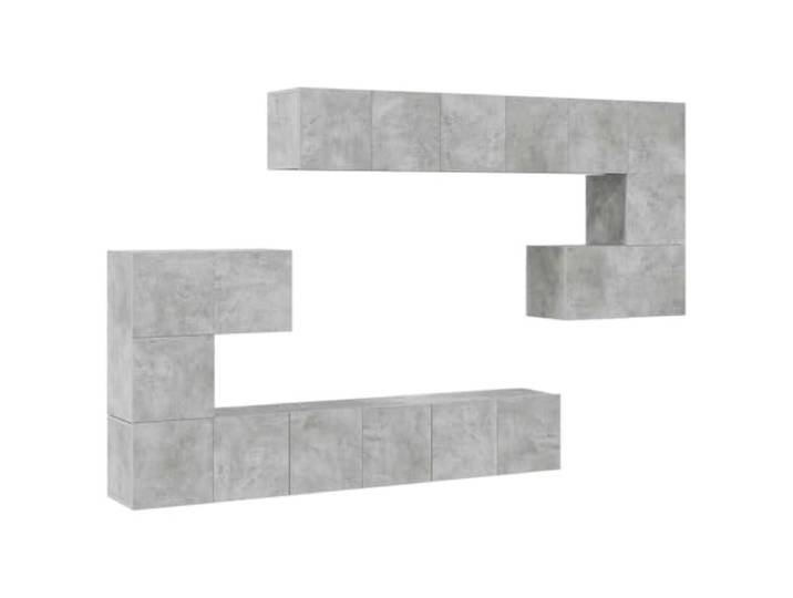 Makastle 10-TLG. TV-Schrank-Set Betongrau Holzwerkstoff