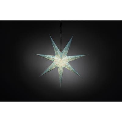 Dekostern KONSTSMIDE "Weihnachtsstern, Weihnachtsdeko", blau, B:78cm H:78cm, Papier, Dekosterne, Papierstern, LED Stern, perforiert und blau bestickt, 7 Zacken