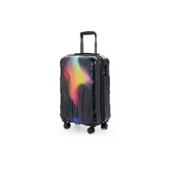 Suitline - Bordkoffer Handgepäck 55x35x20 cm, Trolley Hartschale glänzend , 4 Rollen,TSA, Neon Red Yellow
