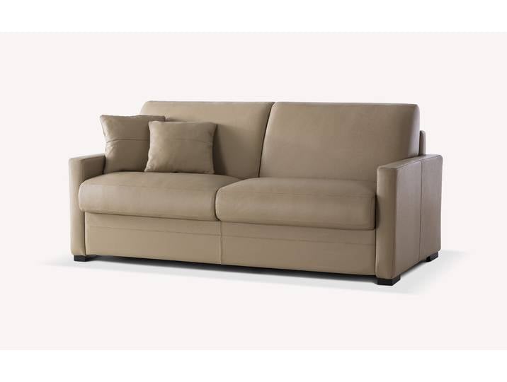 Canapé convertible Cuir NOTTE 3 Cuir - Marron - Couchage 140x197