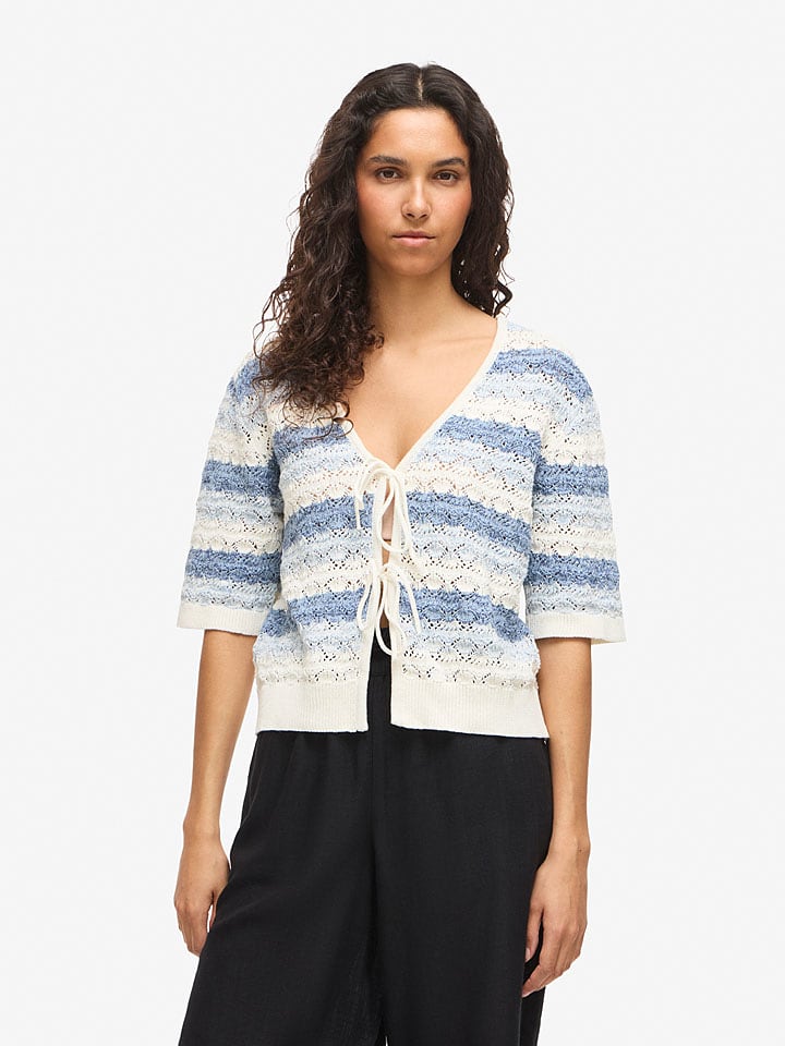 Noisy may Cardigan "Laika" in Weiß/ Blau - XL