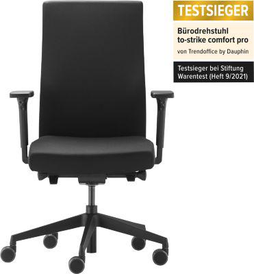 Dauphin Bürostuhl to-strike work comfort pro, mit Armlehnen, Synchronmechanik, Muldensitz, schwarz