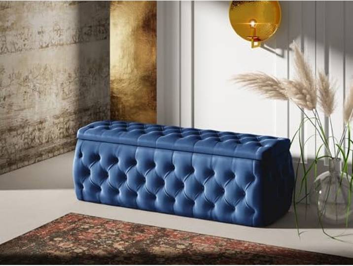 Fun Möbel Polsterhocker mit Stauraum Ernesto (Blau, 120x50x45 cm)