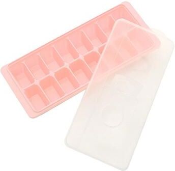 The Handy Homestead Stackable Ice Cube Tray With Lid For Easy Freezer Storage pink