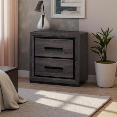 ZWYO HOSIMU "23.6"" 2-Drawer Nightstand, Contemporary Transitional Style, Two-Tone Design, Finger Pull Handles, Bedroom Bedside Table"