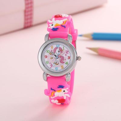 Friendly Fresh Finds Colorful Cartoon Unicorn Quartz Watch For Students & Kids Fun, Durable, And Stylish! rose Red