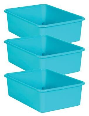 Teacher Created Resources Teal Large Plastic Storage Bin, Pack of 3