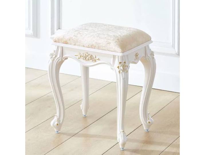 ZHANGJF Gepolsterter Vintage-Schminkhocker, geschnitzter Frisiertisch-Stuhl im französischen Stil, platzsparendes Design for das Schlafzimmer(D)