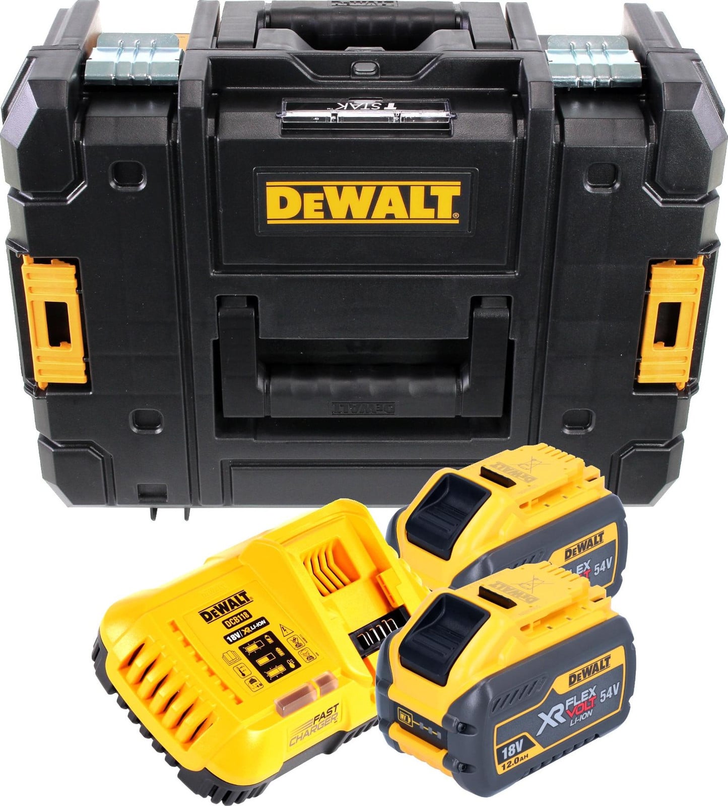 DeWalt DCB 118 Y2T Accu-set met 8 A Oplader, 2x DCB 548 12,0 Ah Accu en TSTAK
