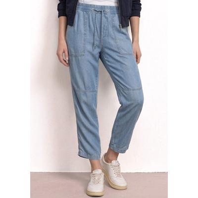Stoffhose STREET ONE, Damen, Gr. 40, Länge 28, blau (light blau soft wash), Stoff, 100% Lyocell, unifarben, normal knöchelfrei, Hosen Stoffhose, aus Lyocell