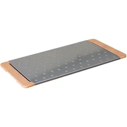 Stil Casa, Set 4 Pizzaschneidebretter und Focacce, Holzständer, Edelstahlplatte, 60x30 cm - Innenmaß 50x30 cm.