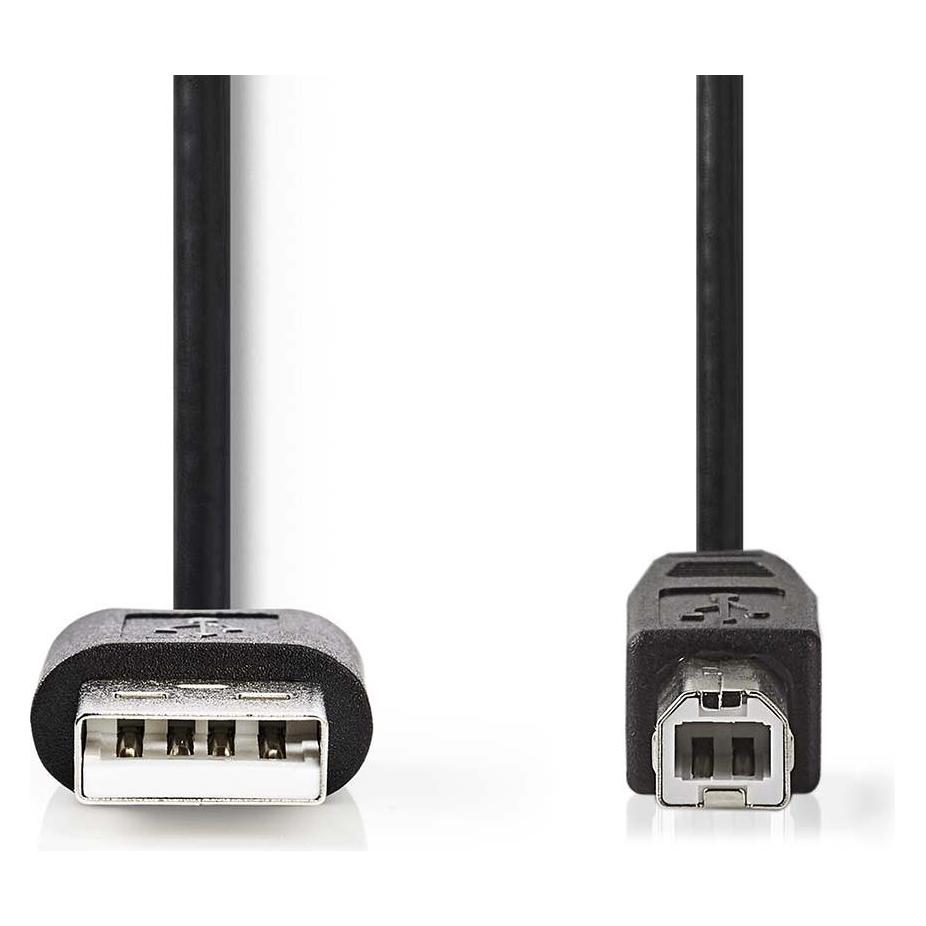 Nedis CCGT60100BK20 USB-kabel 2 m USB 2.0 USB A USB B Black (2 m, USB 2.0) (CCGL60101BK20)