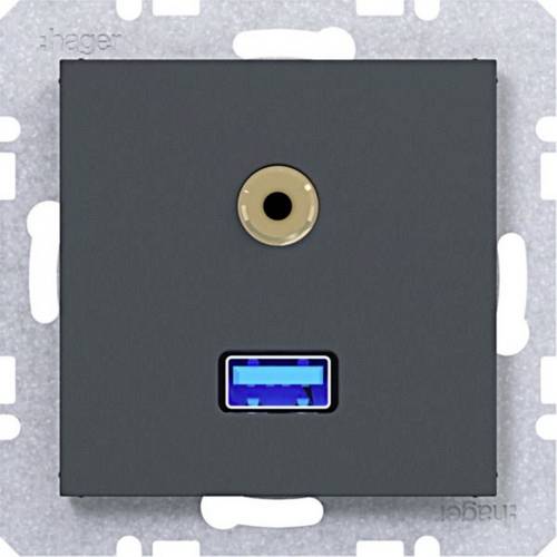 Hager Audio-Steckdose Anthrazit (matt) WAF4381AT 1St.