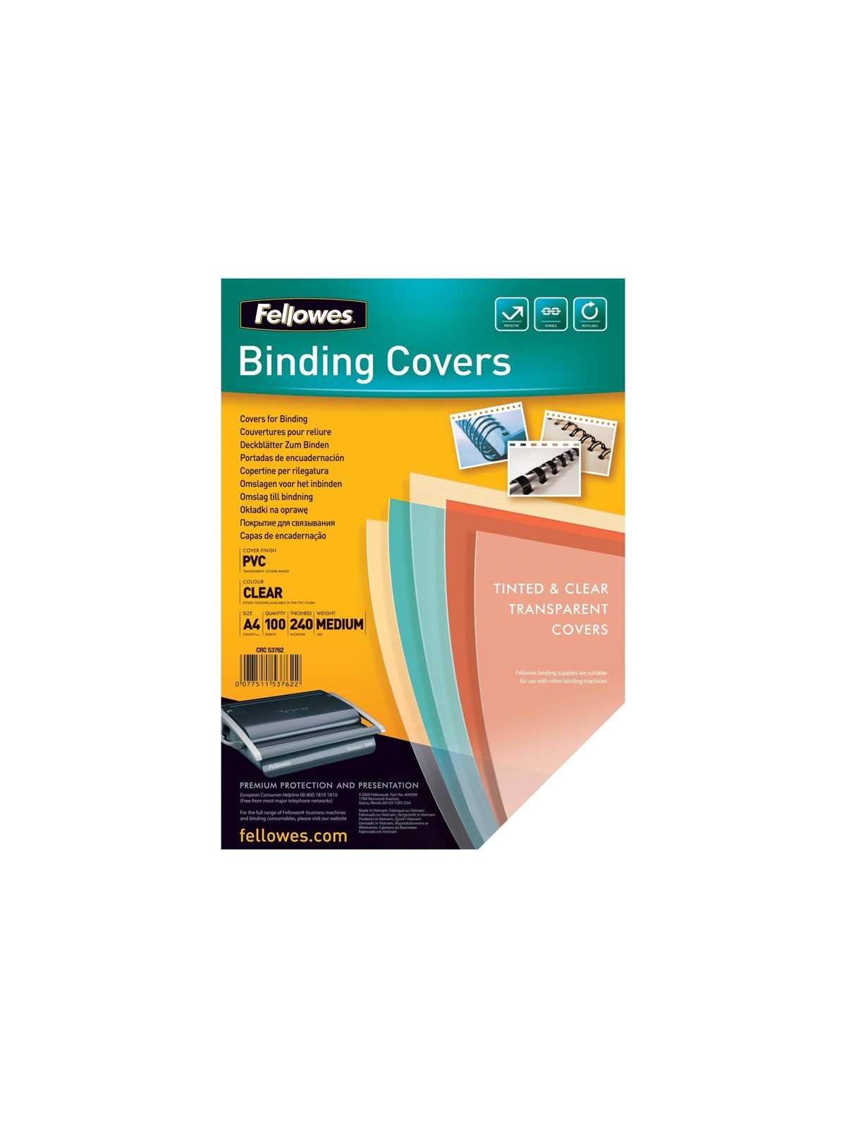 Fellowes - 100 pcs. - 240 g/m² - PVC binding cover