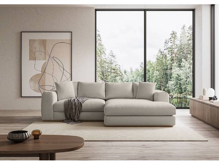 Ecksofa Palabra Grau Chenille Marisa 284 x 78 x 170cm Longchair davorstehend rechts Modern