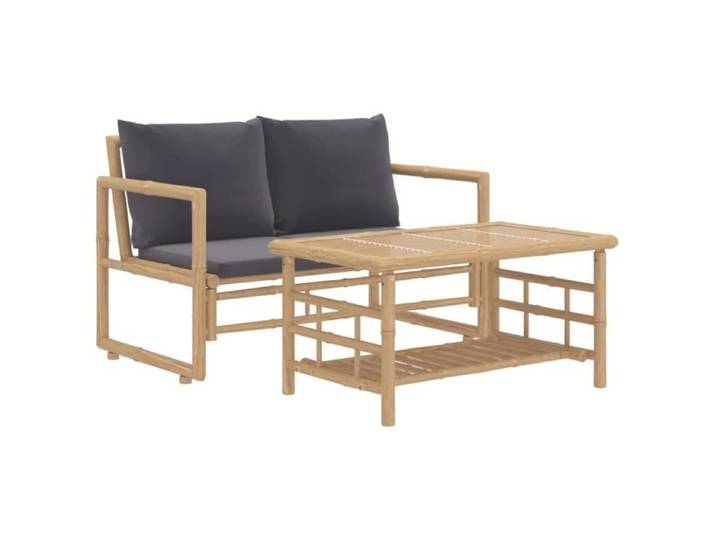 BAO Salon de jardin 2 pcs avec coussins gris foncé bambou - 7658796802365